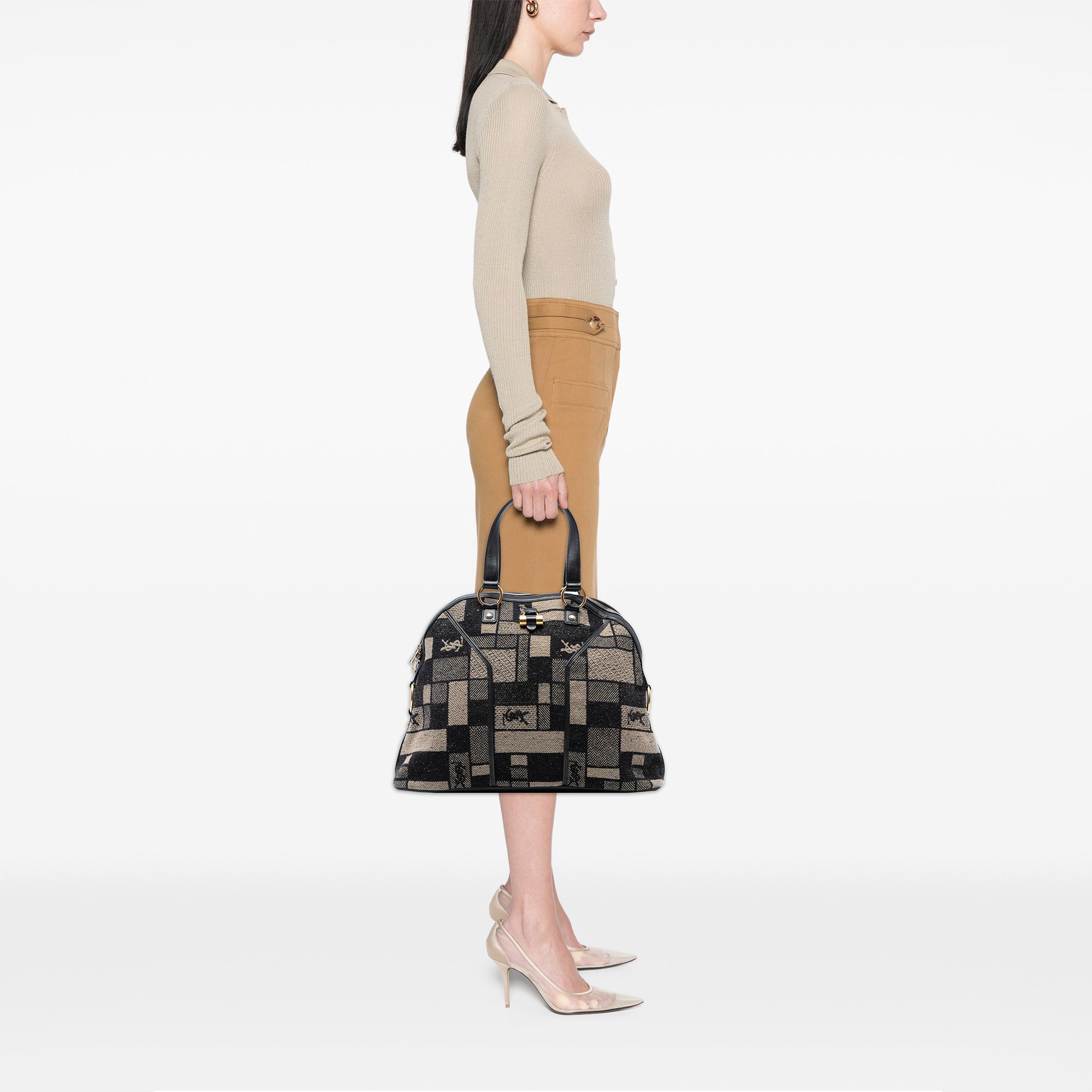 Oversized Wool Patchwork Muse Handbag