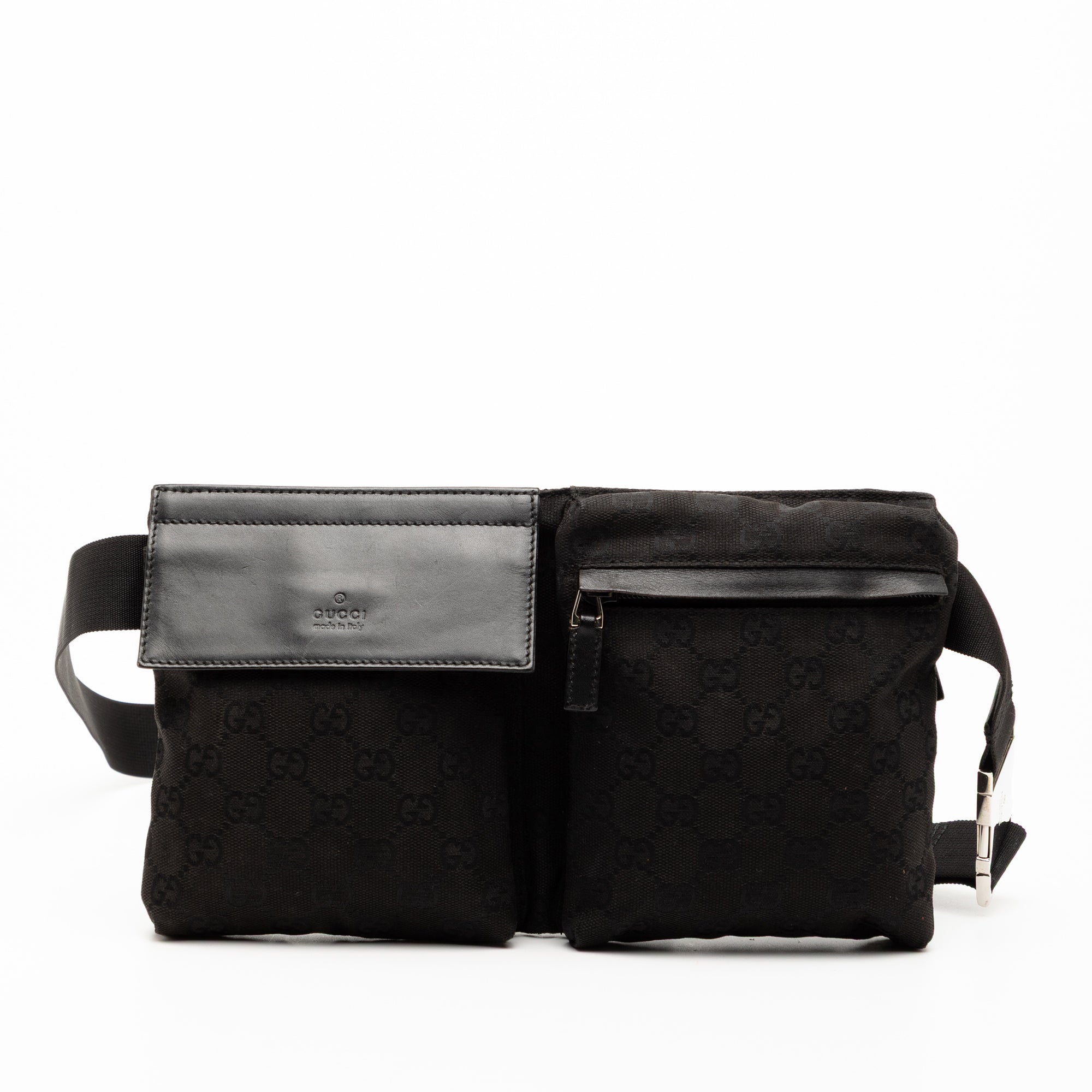 GG Canvas Double Pocket Belt Bag