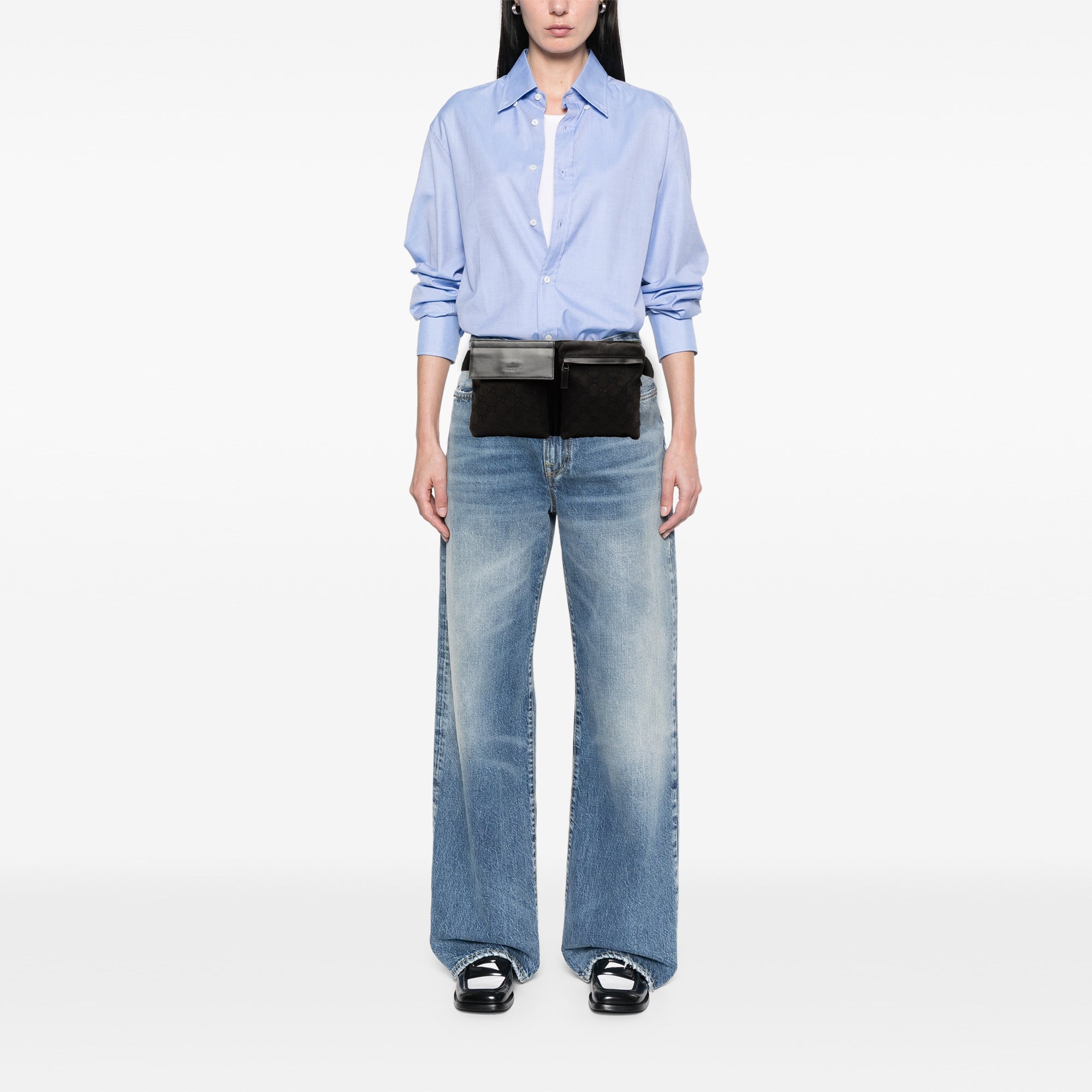 GG Canvas Double Pocket Belt Bag