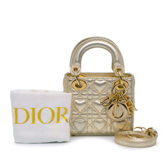 Dioramour Mini Metallic Calfskin Cannage Lady Dior