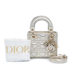 Dioramour Mini Metallic Calfskin Cannage Lady Dior