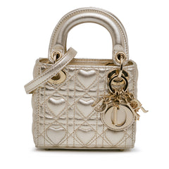 Dioramour Mini Metallic Calfskin Cannage Lady Dior