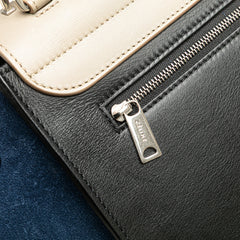 Medium Tricolor Calfskin and Suede Trapeze Satchel