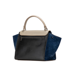 Medium Tricolor Calfskin and Suede Trapeze Satchel