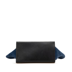 Medium Tricolor Calfskin and Suede Trapeze Satchel