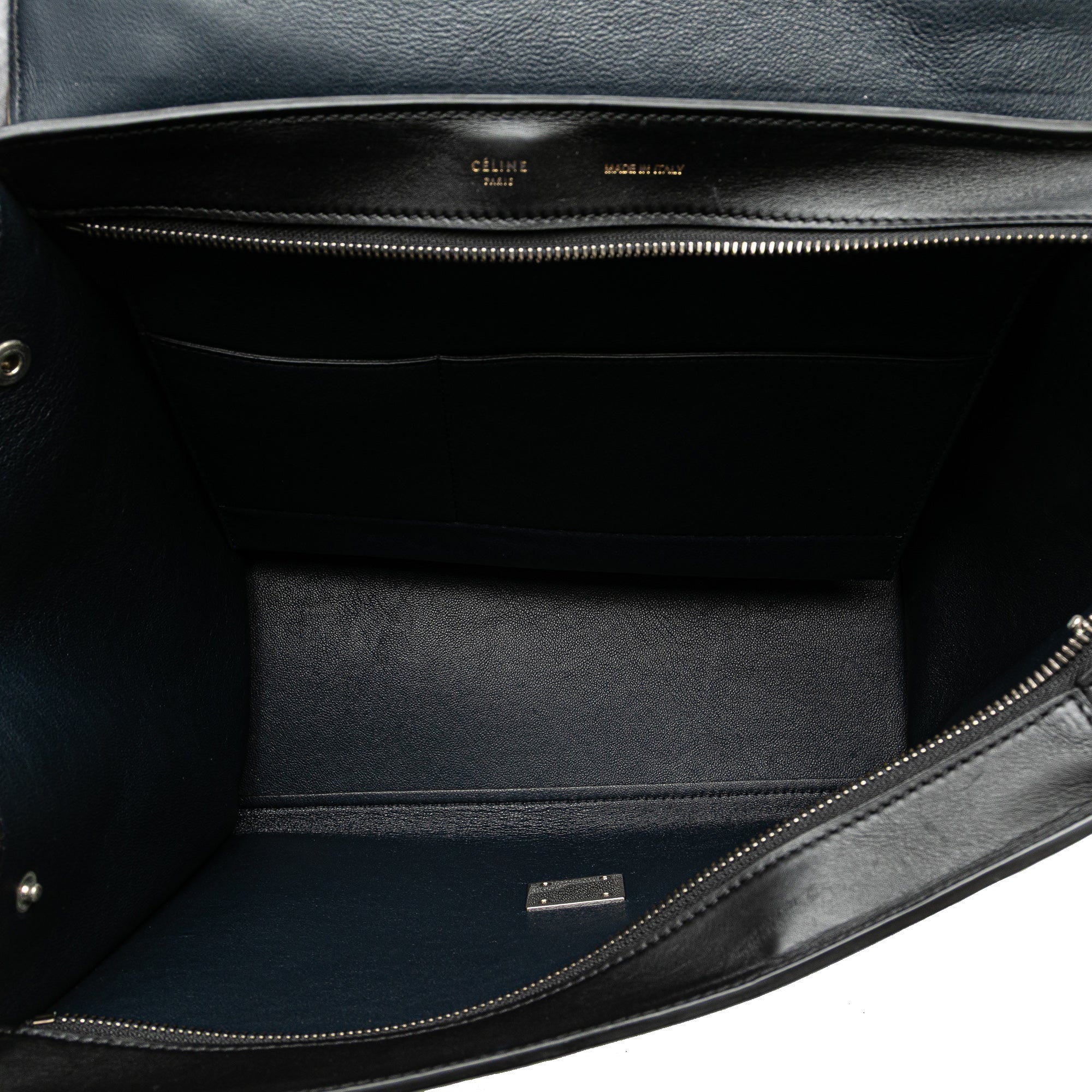 Medium Tricolor Calfskin and Suede Trapeze Satchel