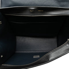 Medium Tricolor Calfskin and Suede Trapeze Satchel