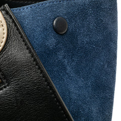 Medium Tricolor Calfskin and Suede Trapeze Satchel
