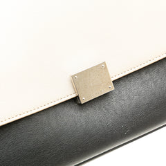 Medium Tricolor Calfskin and Suede Trapeze Satchel