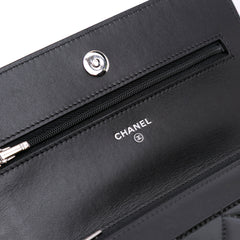 CC Quilted Patent Wallet on Chain
