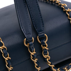 CC Quilted Lambskin Triple Pearl Chain Flap