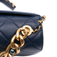 CC Quilted Lambskin Triple Pearl Chain Flap