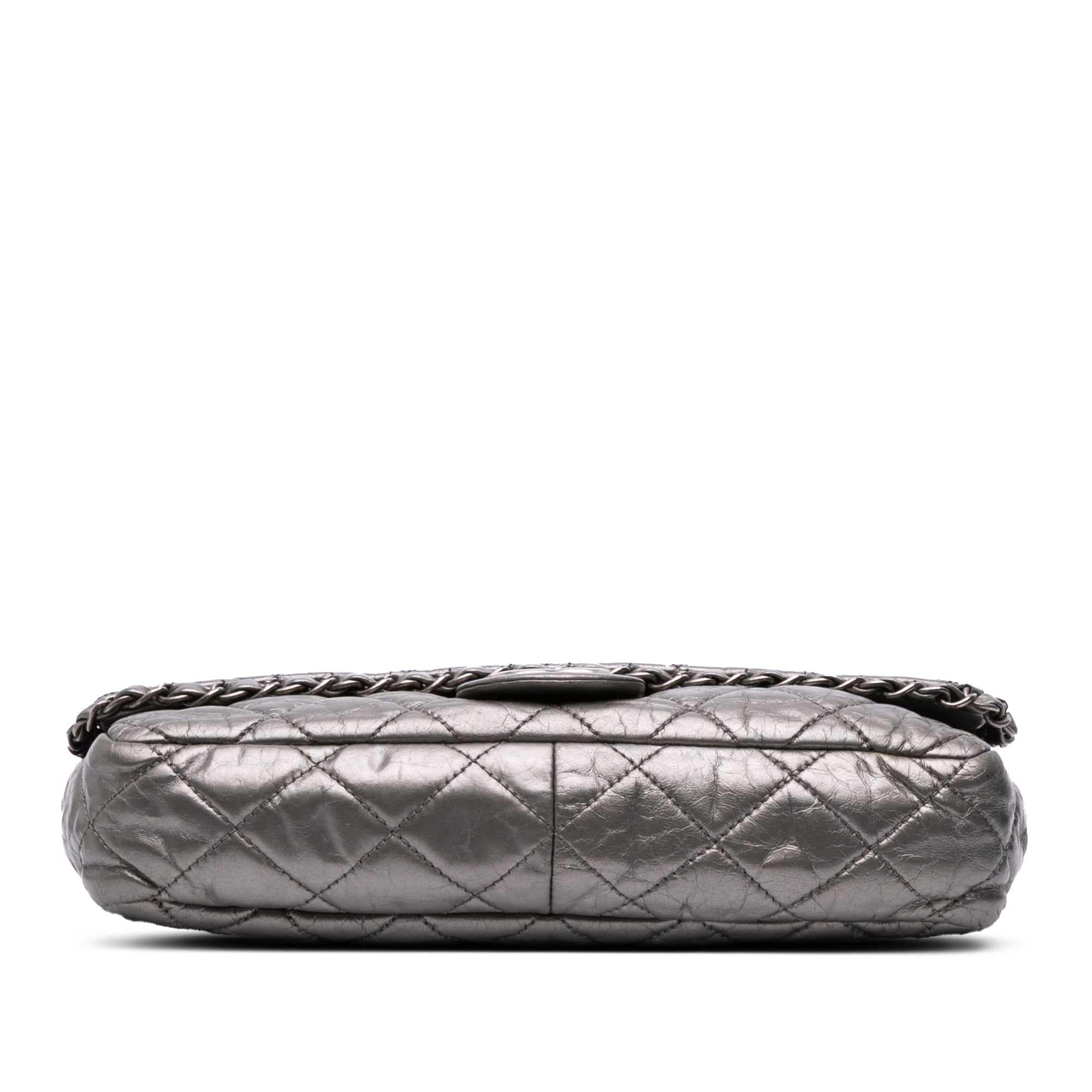 Medium Quilted Metallic Aged Calfskin Chain Me Flap
