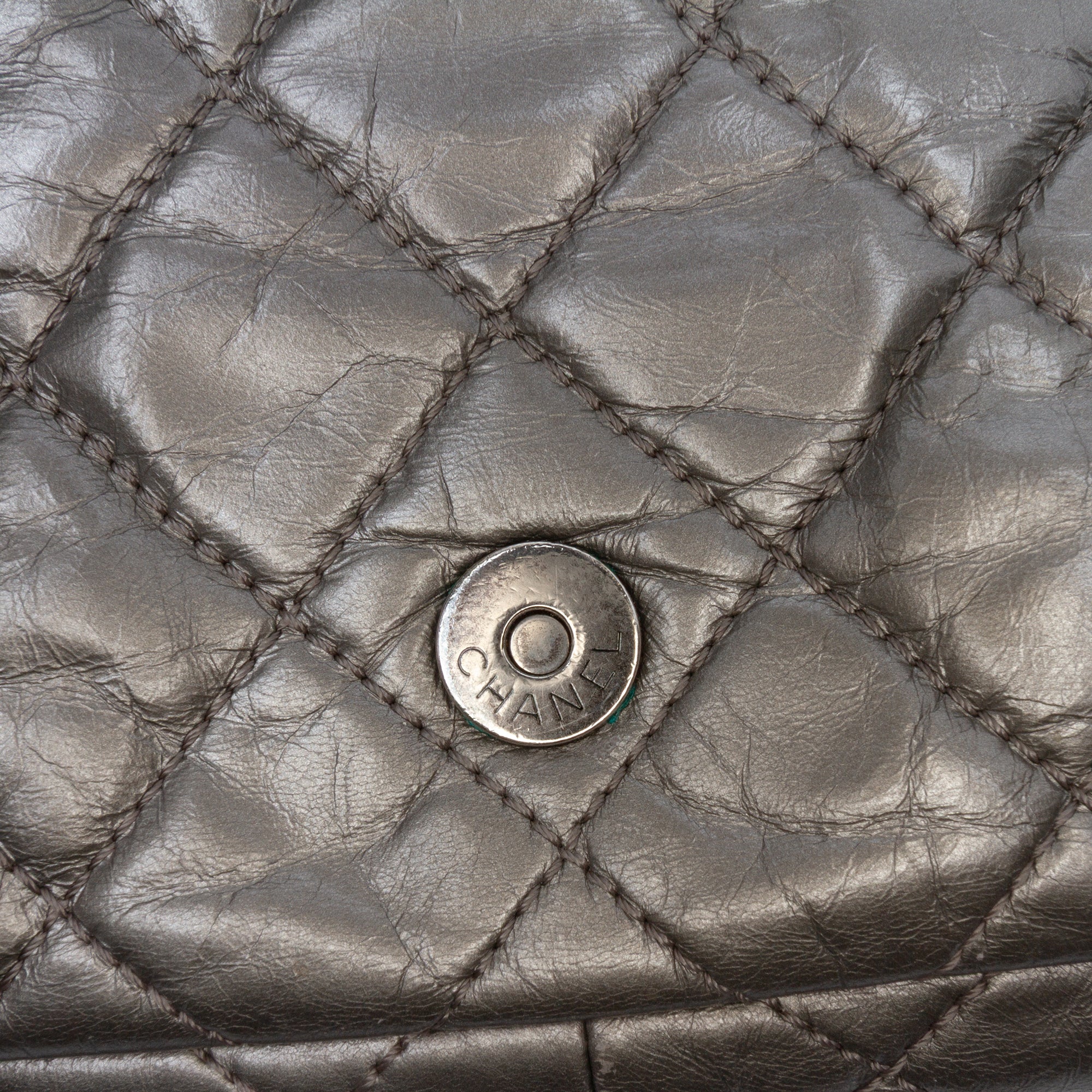 Medium Quilted Metallic Aged Calfskin Chain Me Flap