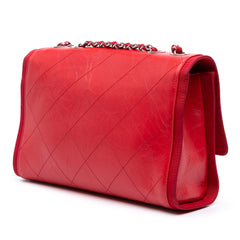 CC Quilted Crumpled Calfskin and Grosgrain Flap