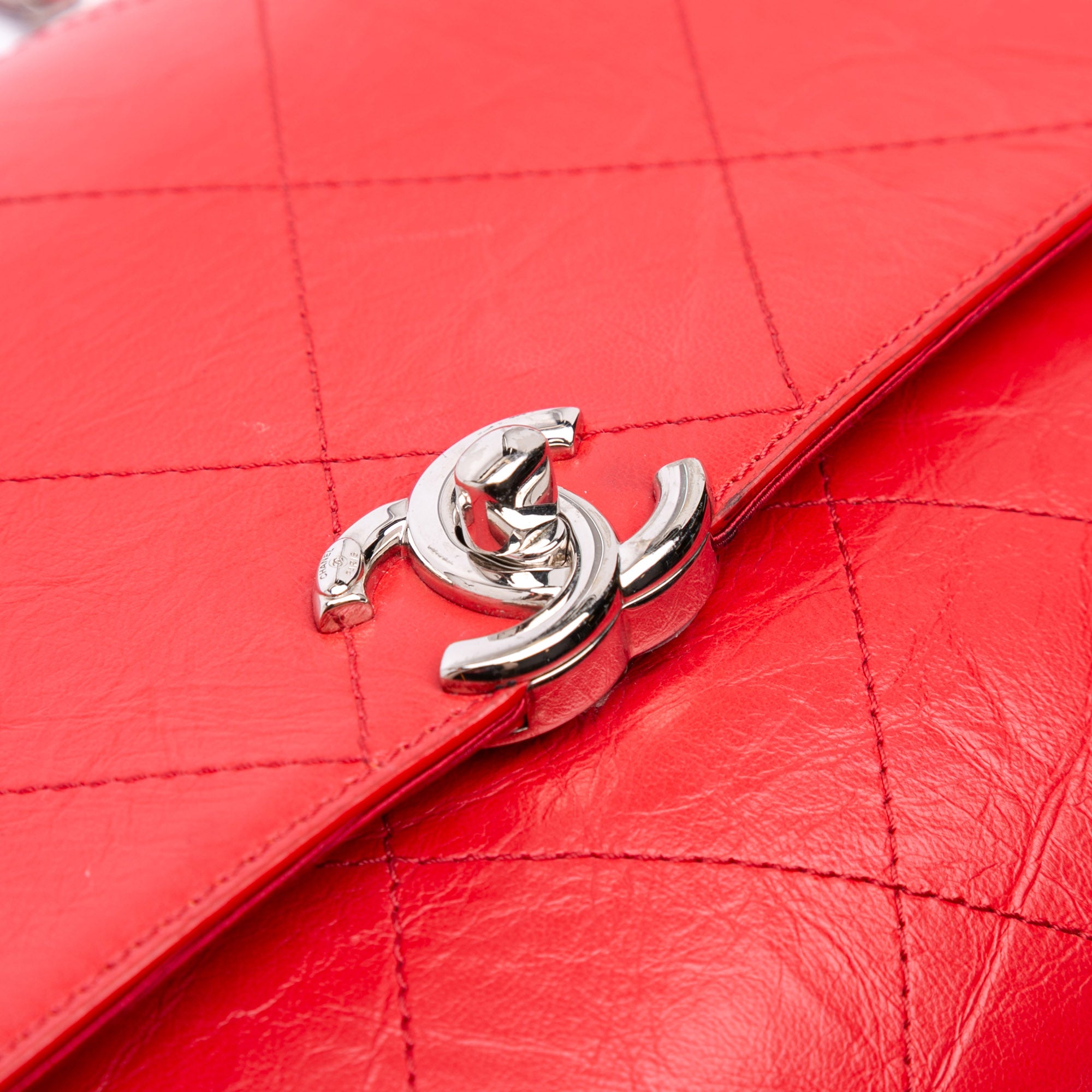 CC Quilted Crumpled Calfskin and Grosgrain Flap