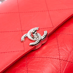 CC Quilted Crumpled Calfskin and Grosgrain Flap