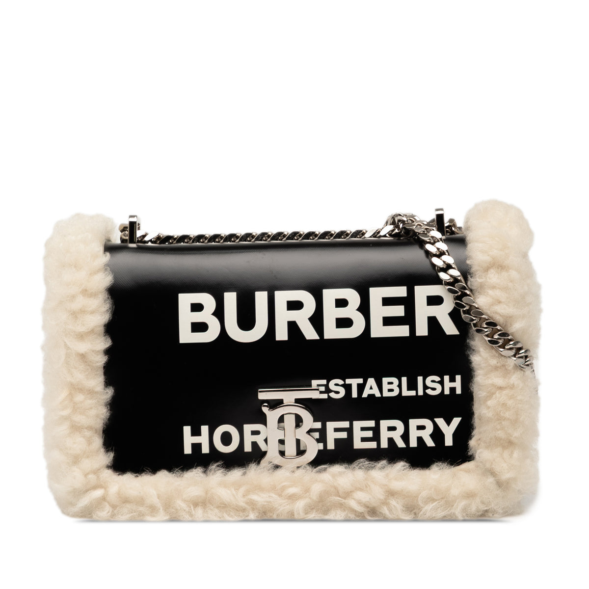 Small Shearling Trimmed Coated Canvas Lola Crossbody