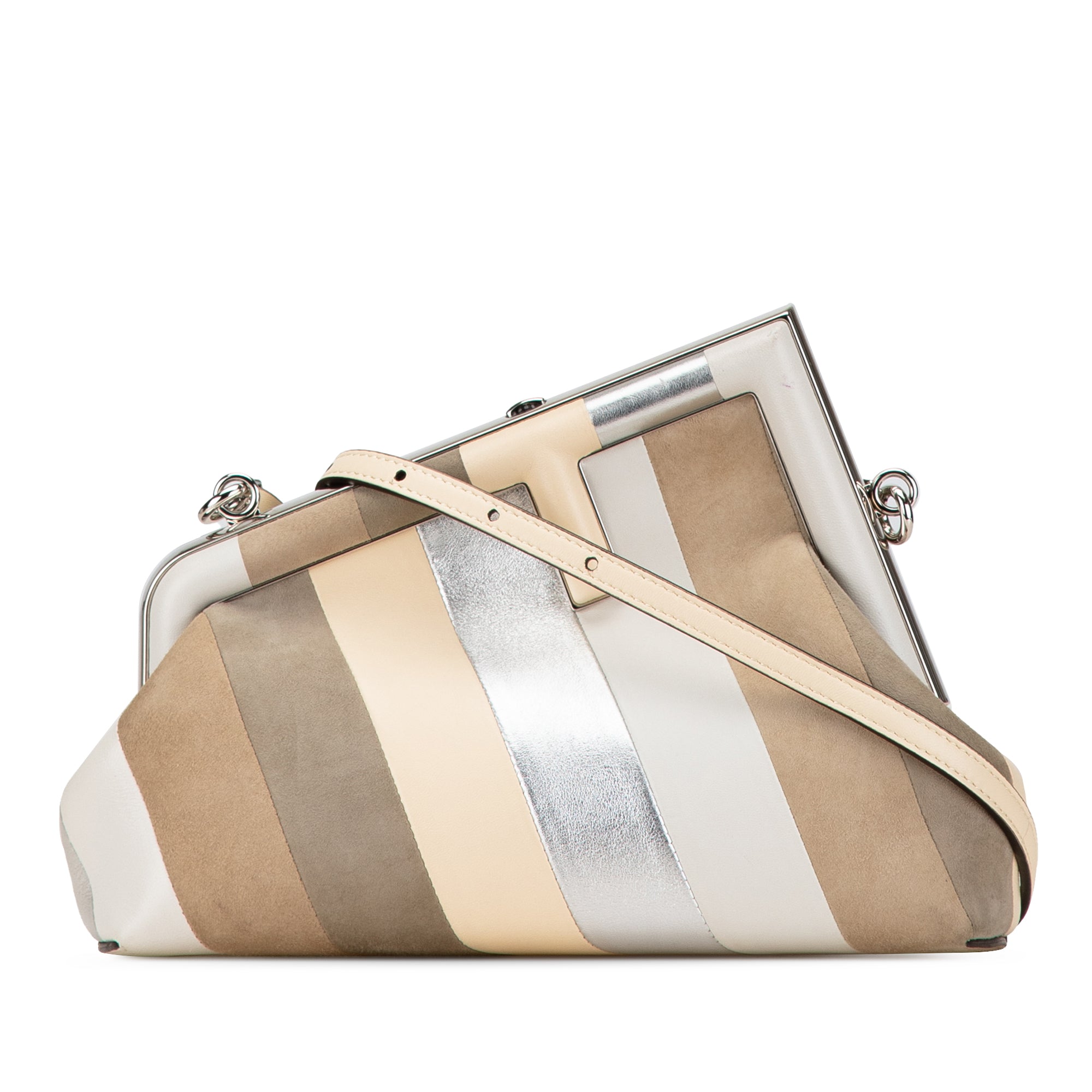 Small Fendi First Leather and Suede Striped Crossbody