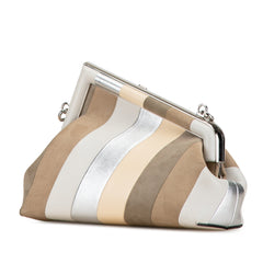 Small Fendi First Leather and Suede Striped Crossbody