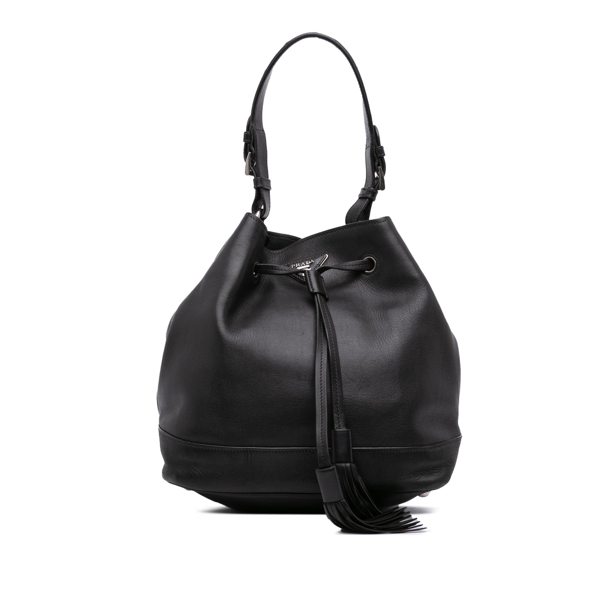 City Calf Drawstring Bucket Bag