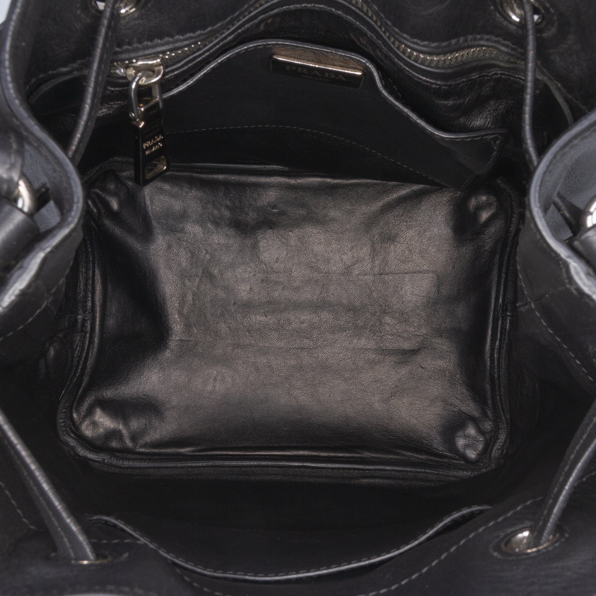 City Calf Drawstring Bucket Bag