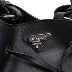 City Calf Drawstring Bucket Bag