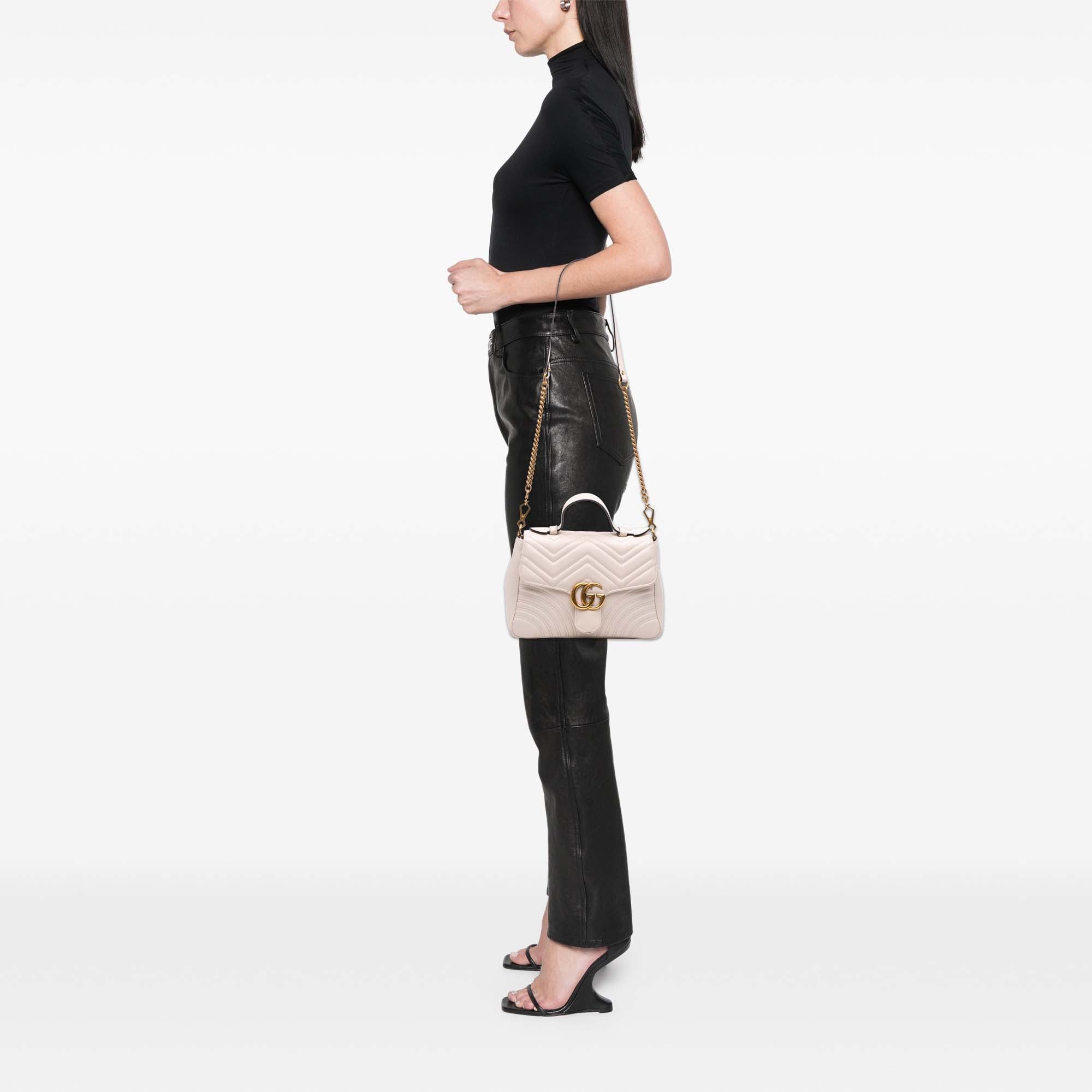 Small GG Marmont Matelasse Leather Top Handle Bag