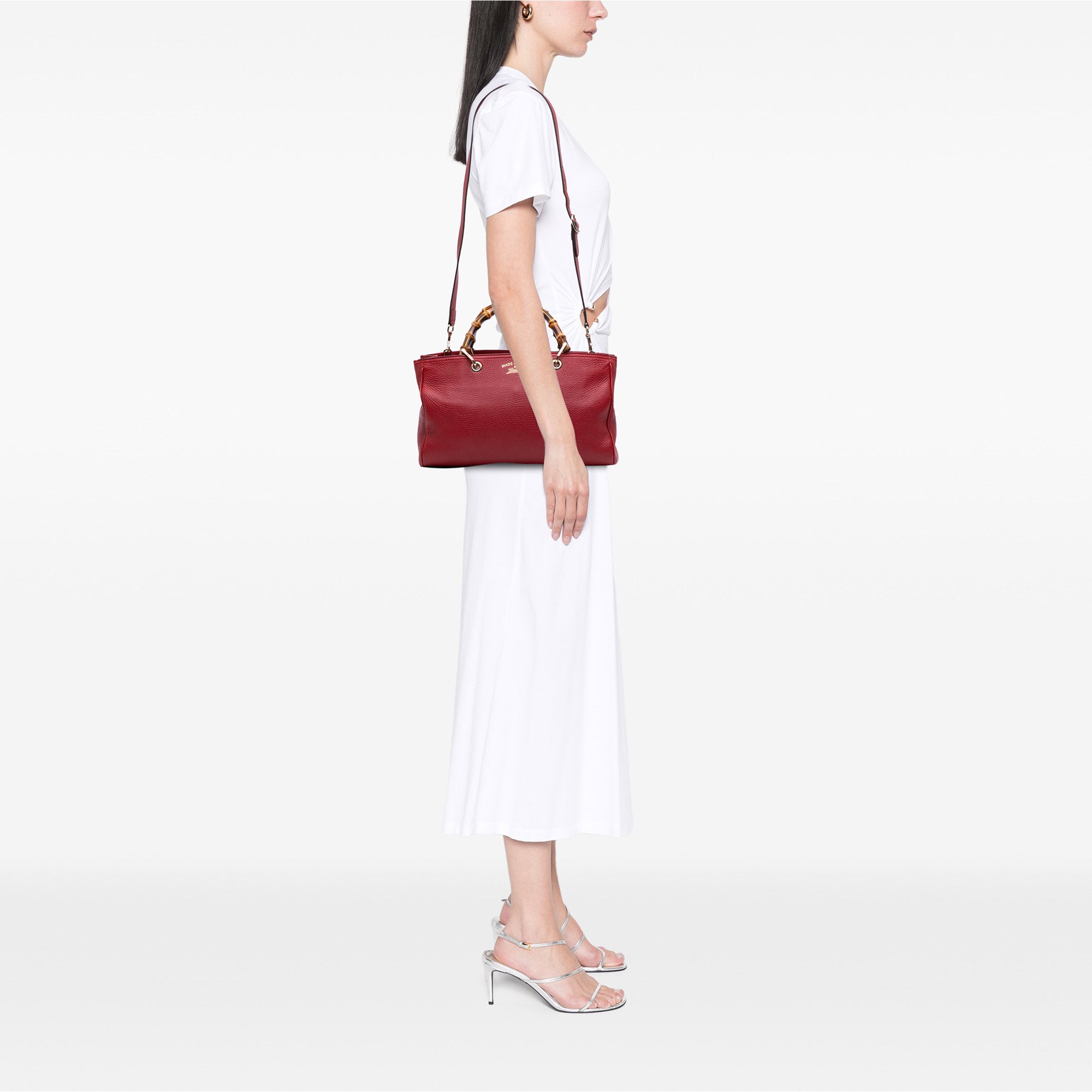 Medium Calfskin Bamboo Shopper Satchel