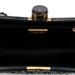 CC Glitter Lambskin Studded Frame Clutch on Chain