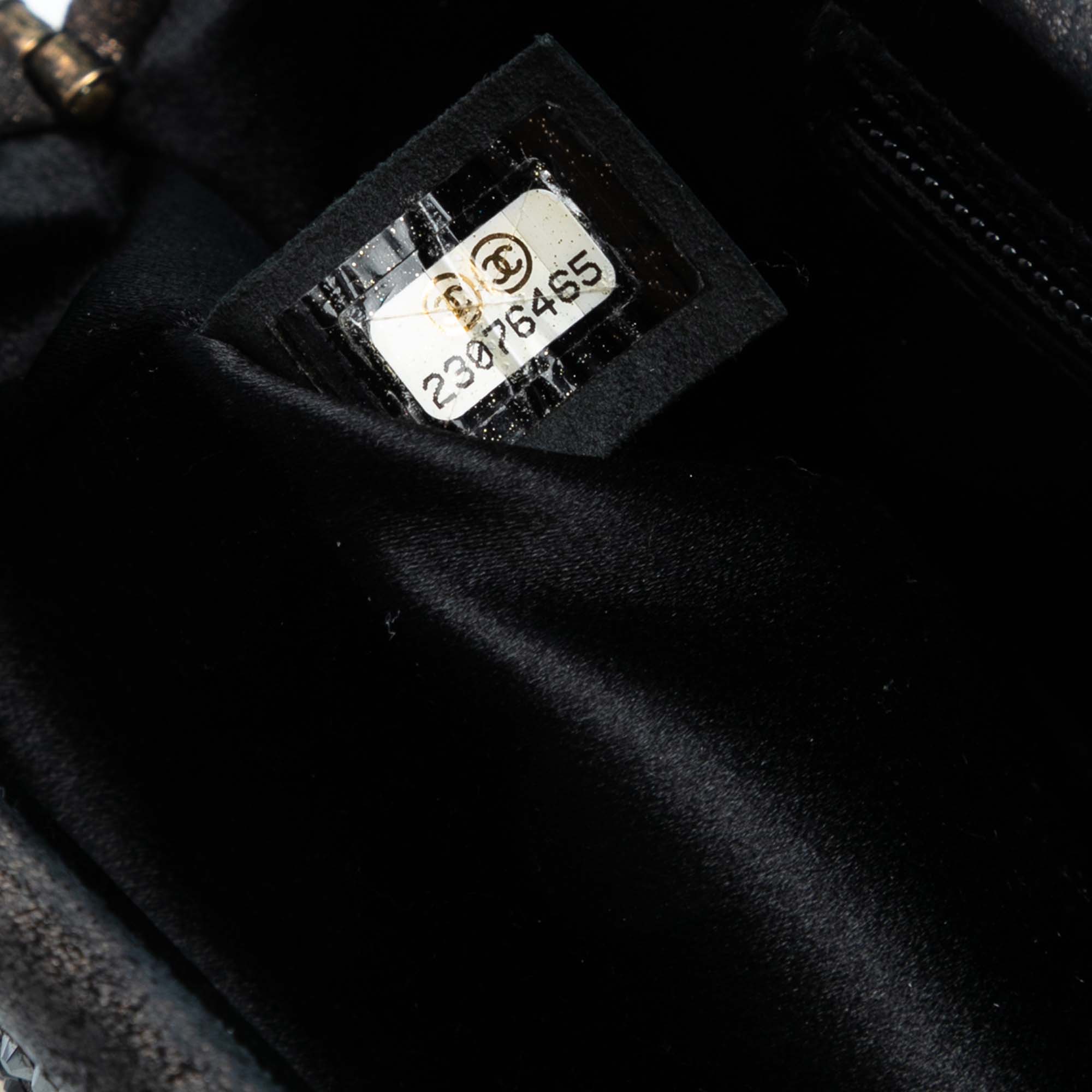 CC Glitter Lambskin Studded Frame Clutch on Chain