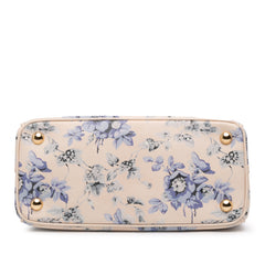 Small Saffiano Lux Galleria Floral Print Double Zip Satchel