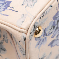 Small Saffiano Lux Galleria Floral Print Double Zip Satchel