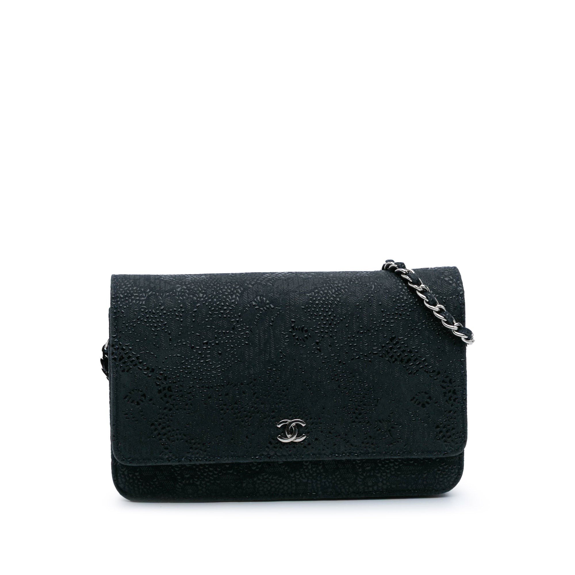 Lace Overlay Goatskin Wallet On Chain