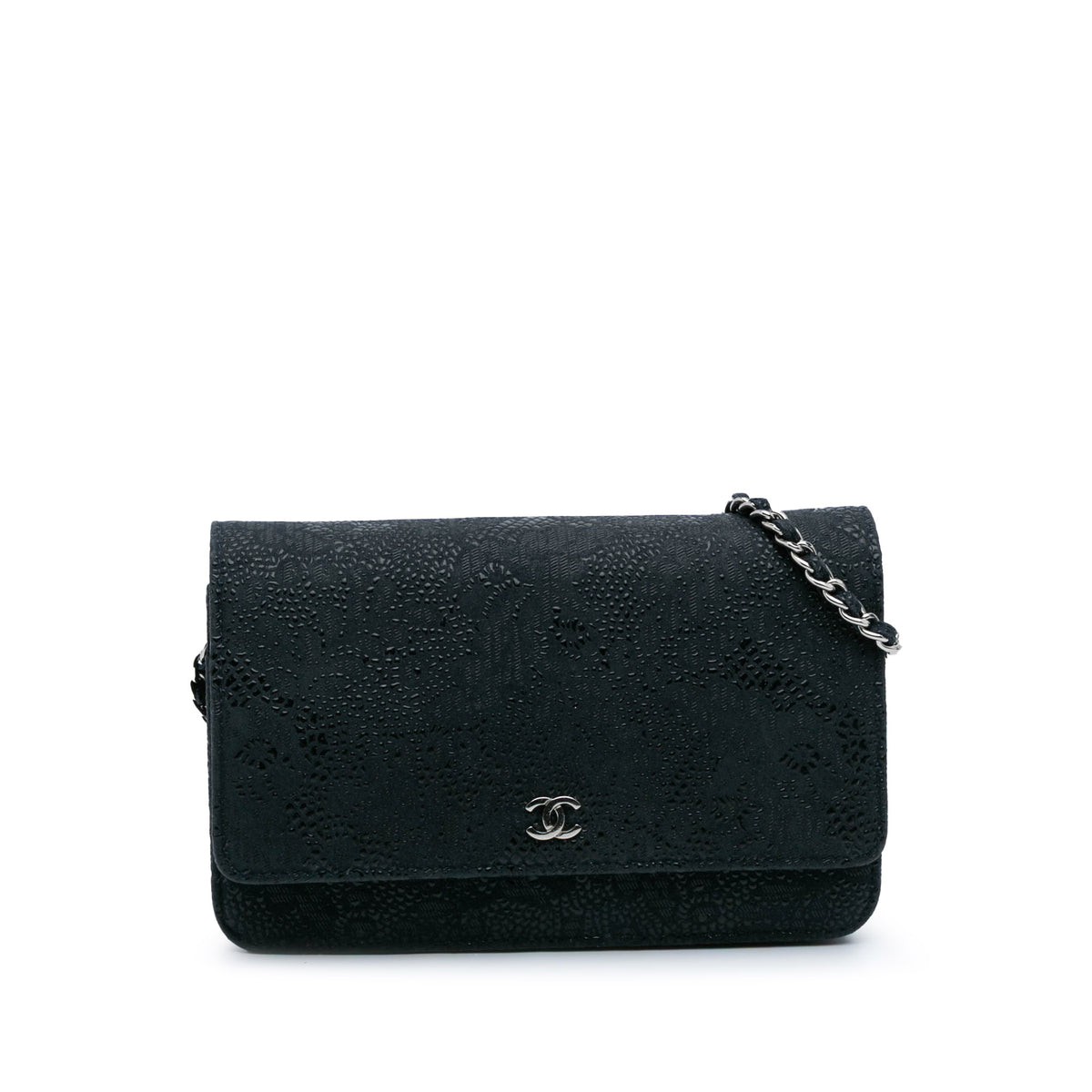 Lace Overlay Goatskin Wallet On Chain