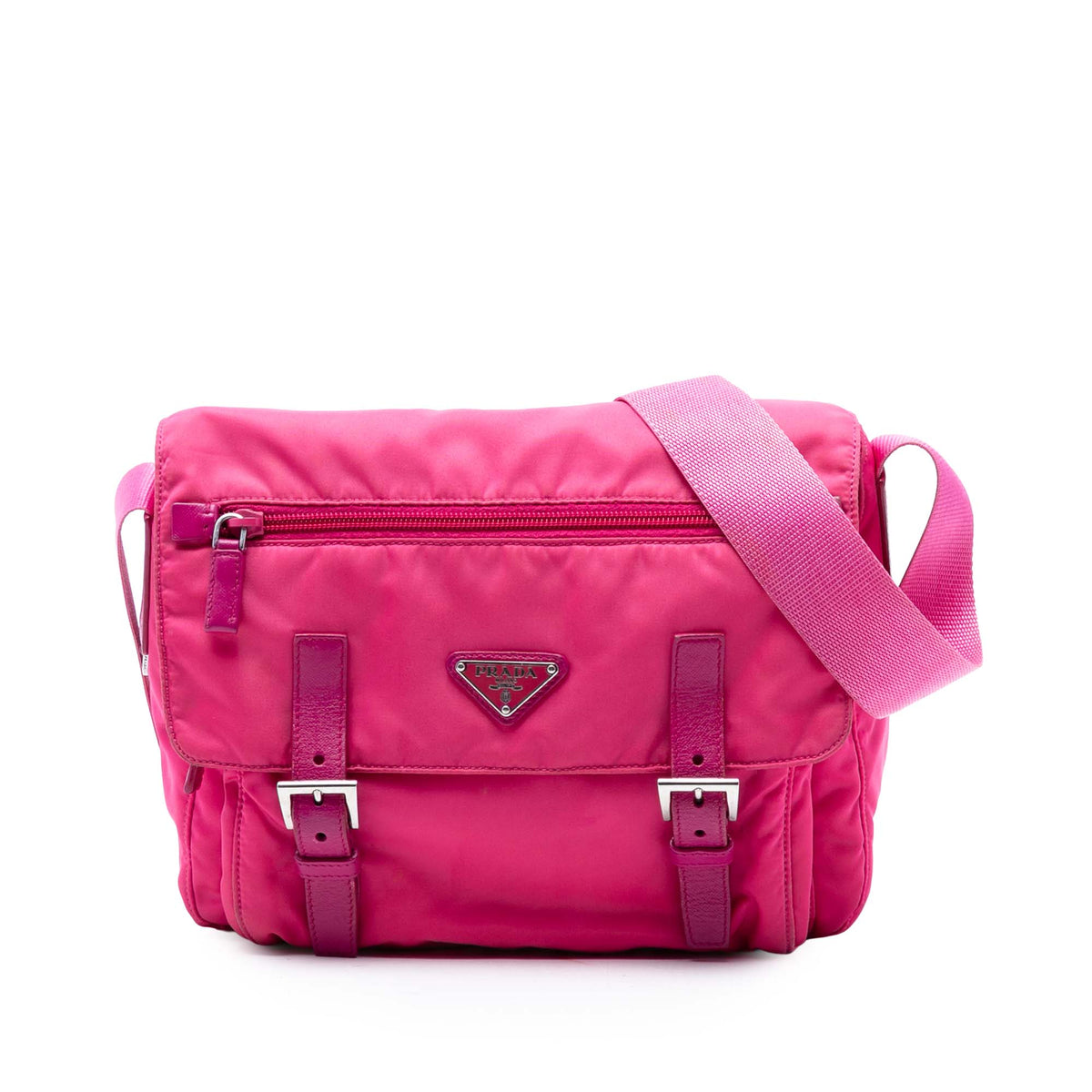 Tessuto Zip Double Buckle Messenger Bag