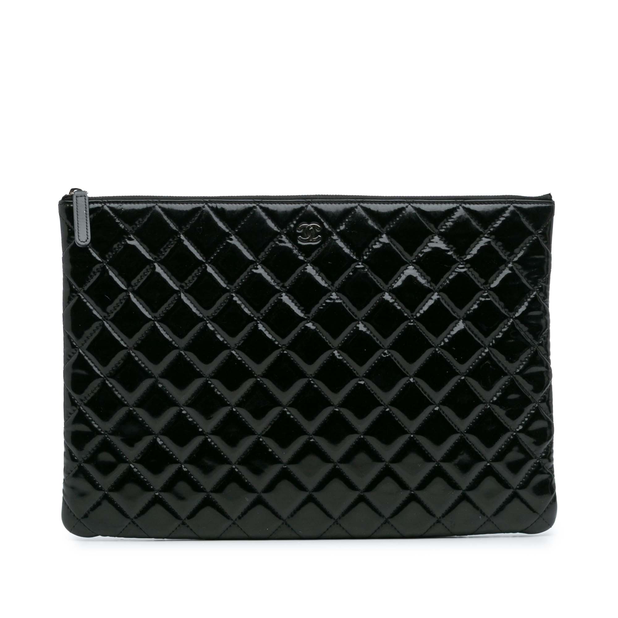 Large Quilted Patent O Case Clutch