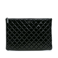 Large Quilted Patent O Case Clutch