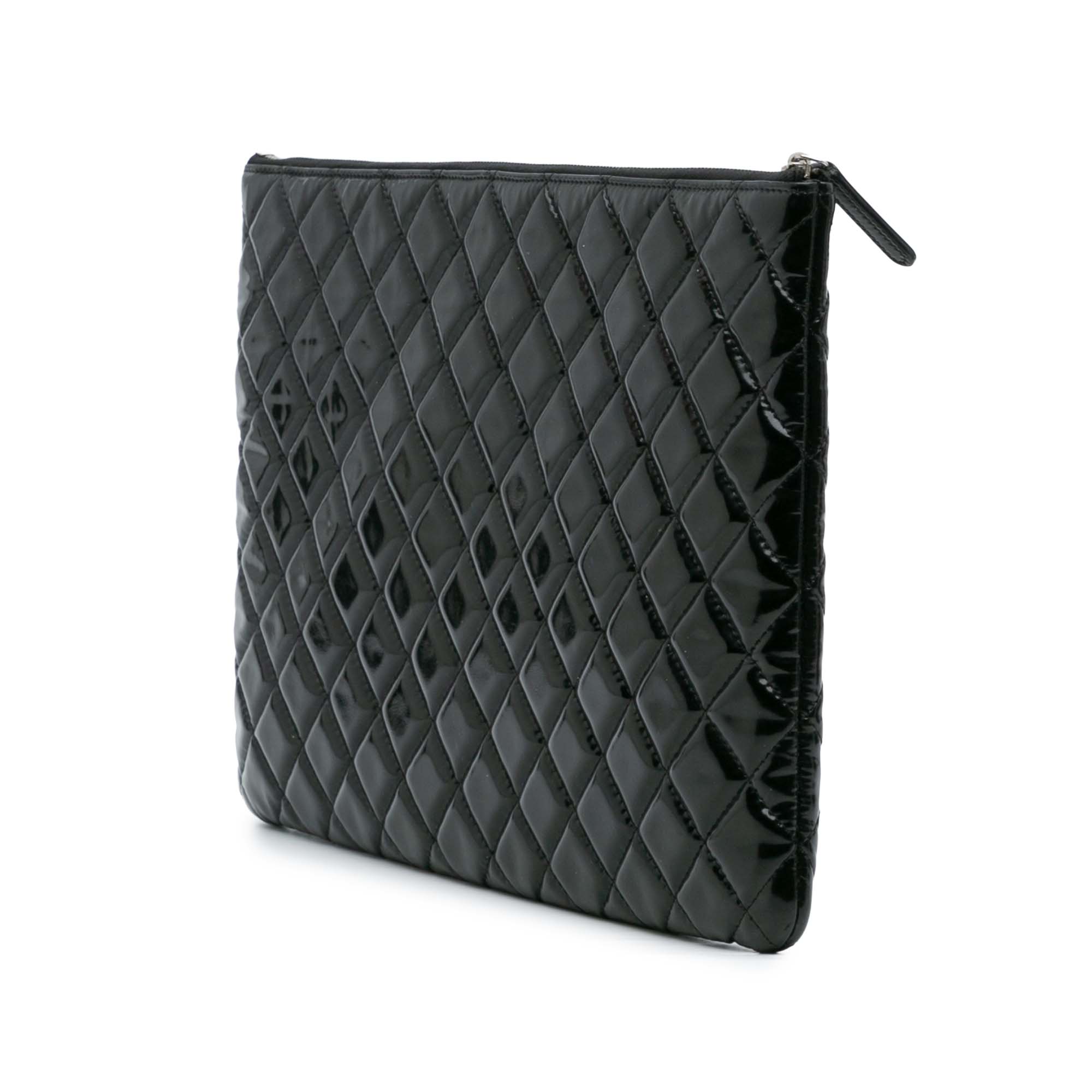 Large Quilted Patent O Case Clutch