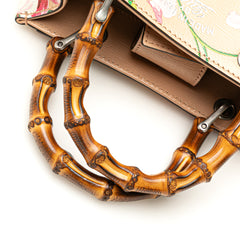 Mini Calfskin Blooms Bamboo Shopper Satchel