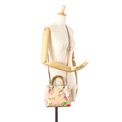 Mini Calfskin Blooms Bamboo Shopper Satchel