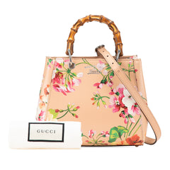 Mini Calfskin Blooms Bamboo Shopper Satchel