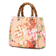 Mini Calfskin Blooms Bamboo Shopper Satchel