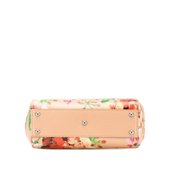 Mini Calfskin Blooms Bamboo Shopper Satchel