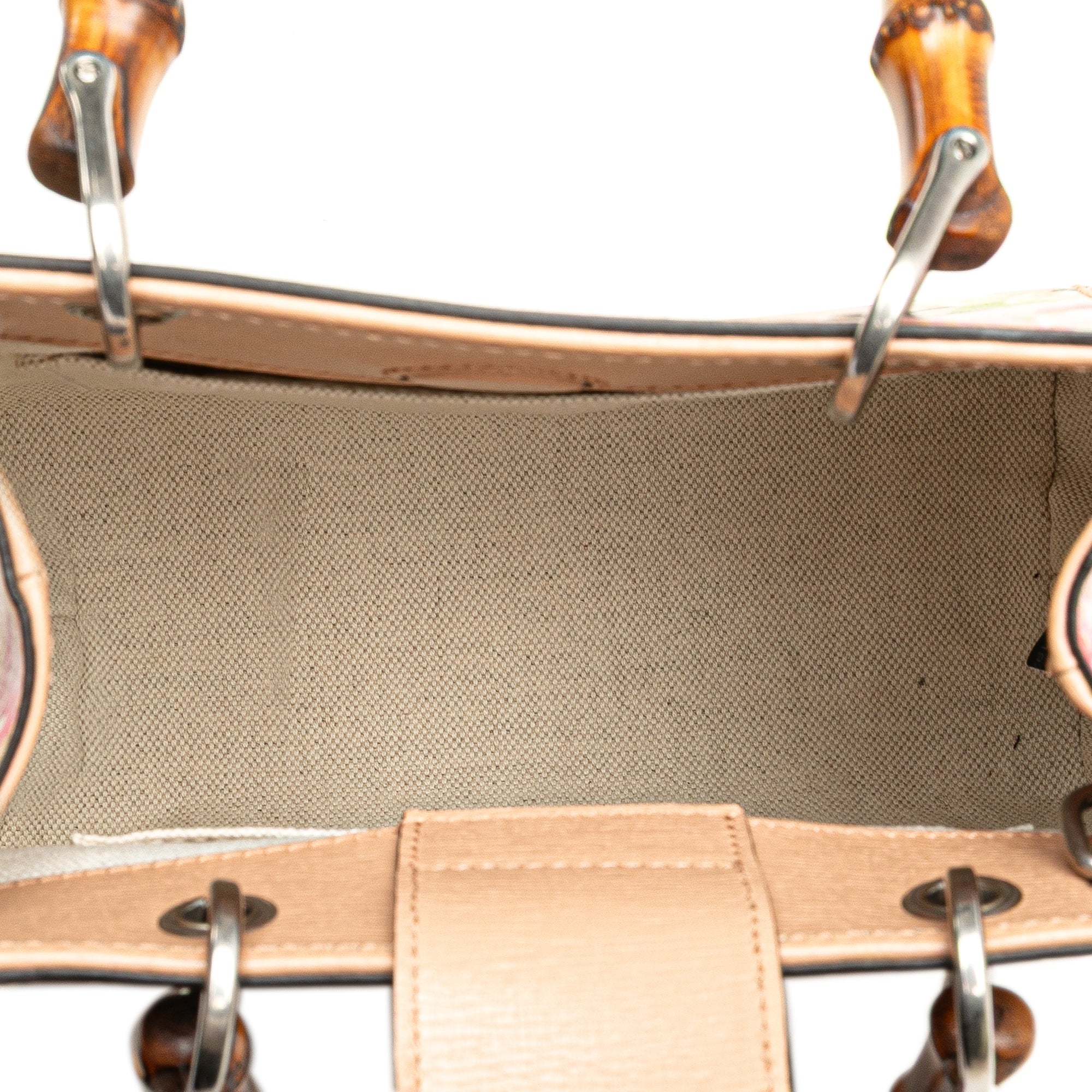 Mini Calfskin Blooms Bamboo Shopper Satchel