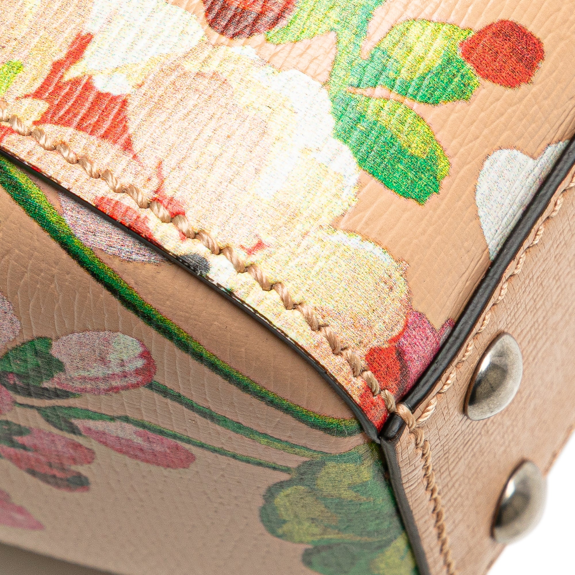 Mini Calfskin Blooms Bamboo Shopper Satchel