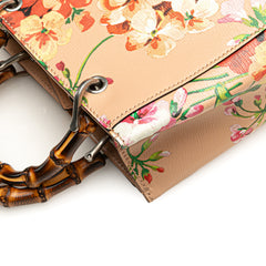 Mini Calfskin Blooms Bamboo Shopper Satchel