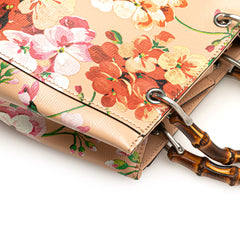 Mini Calfskin Blooms Bamboo Shopper Satchel