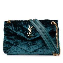 Small Crushed Velvet Monogram Loulou Puffer Shoulder Bag