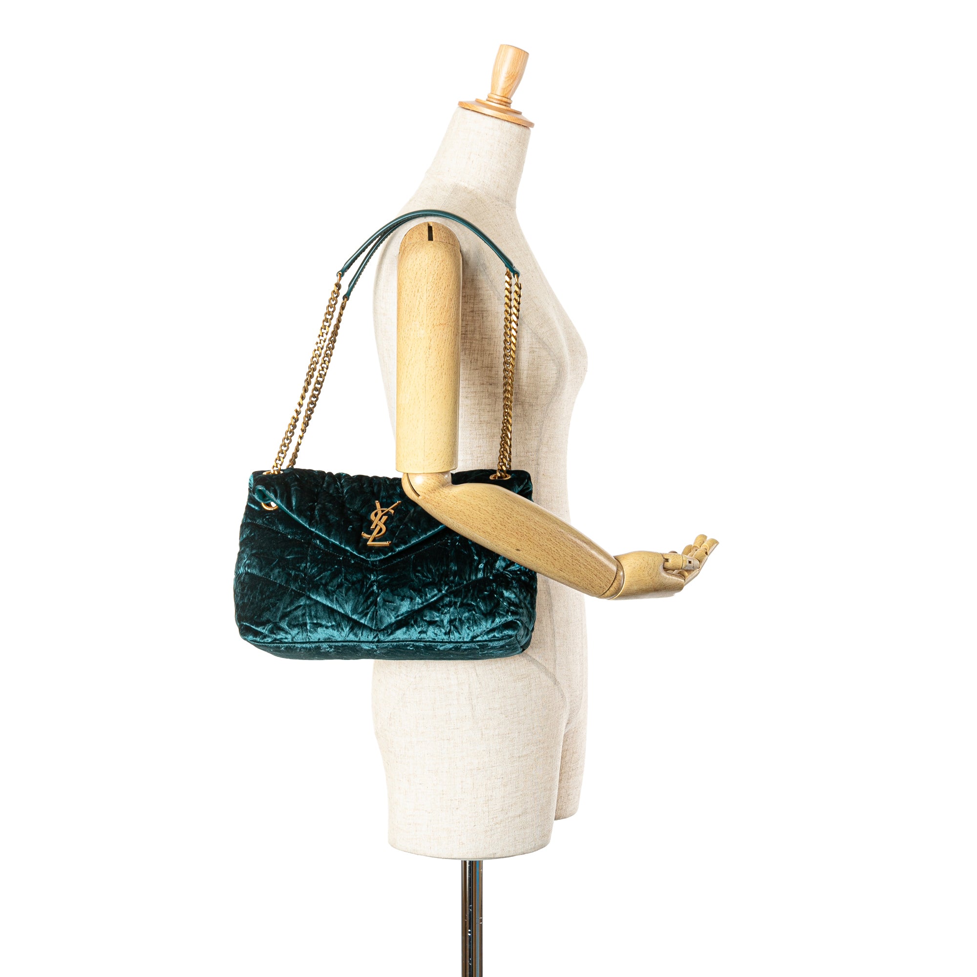 Small Crushed Velvet Monogram Loulou Puffer Shoulder Bag